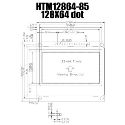 γραφική LCD επίδειξη 128X64 SPI FSTN με άσπρο δευτερεύον Backlight