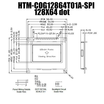ευρεία θερμοκρασία ενότητας 128X64 SPI ST7567 FSTN γραφική LCD για την ενοργάνωση